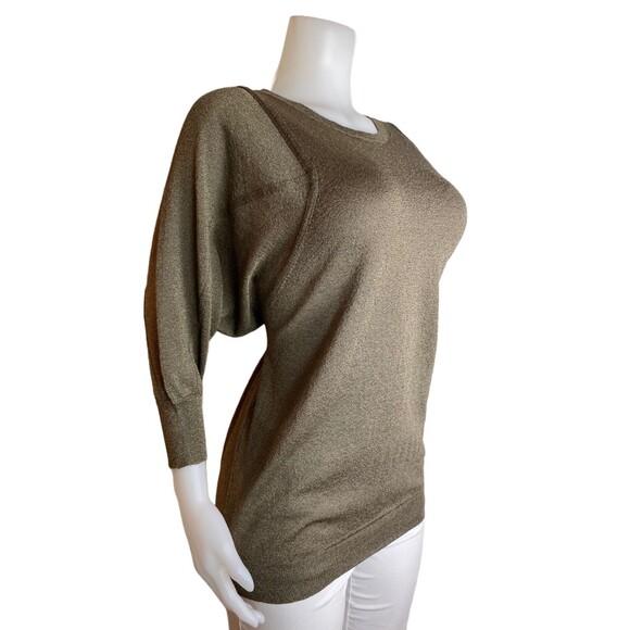 F. Vince Top M Green Dolman Sleeves Blouse Round Neck - Picture 1 of 9